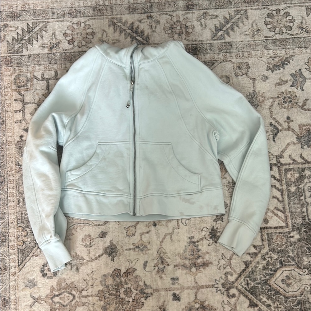 Lululemon Athletica Scuba Cropped Zip Up Blue Sweatshirt Hoodie